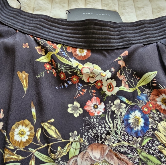 New ZARA Off The Shoulder Floral Top Bell Sleeve Bandana Flower Print Blouse - Picture 5 of 11